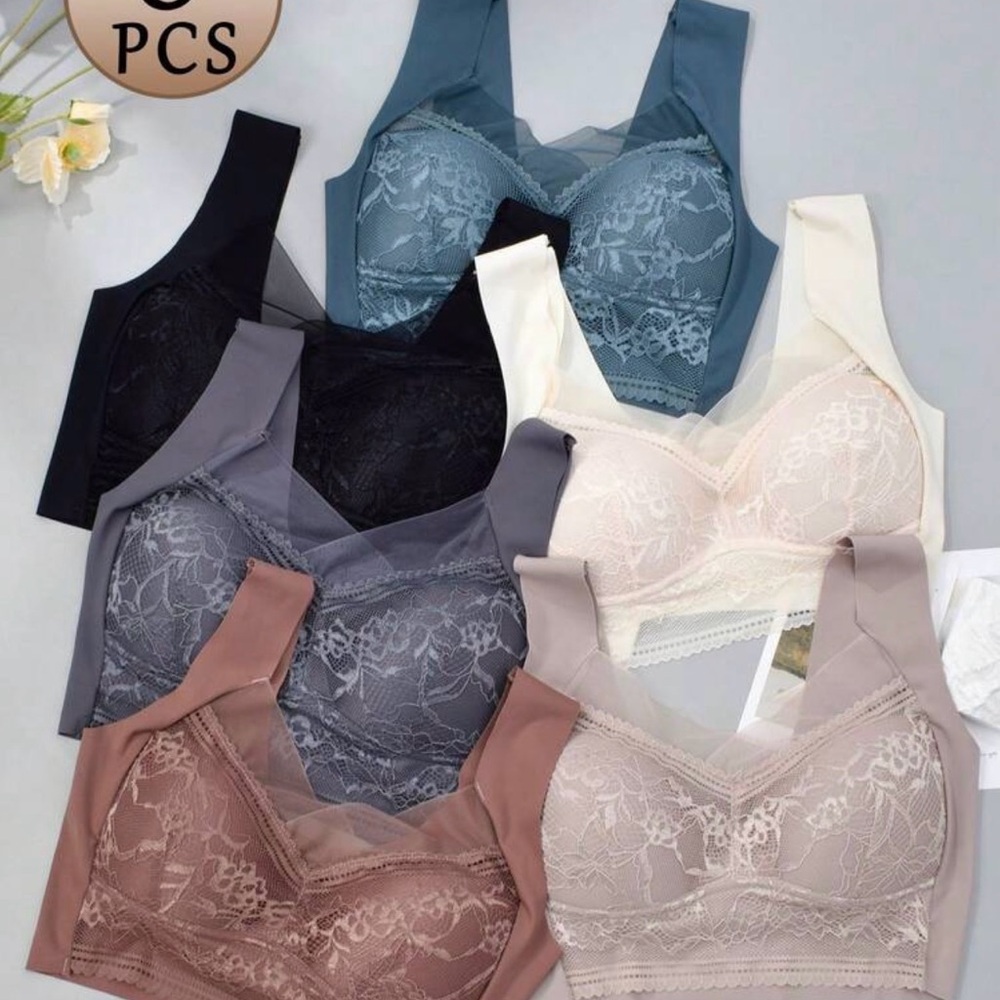 Elegant Lace Women's Intimates Set - Black, Blue, Cream, Gray, Brown